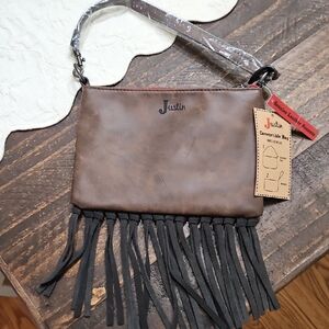 Justin Boots Brown Bag with Black Fringe Crossbody
